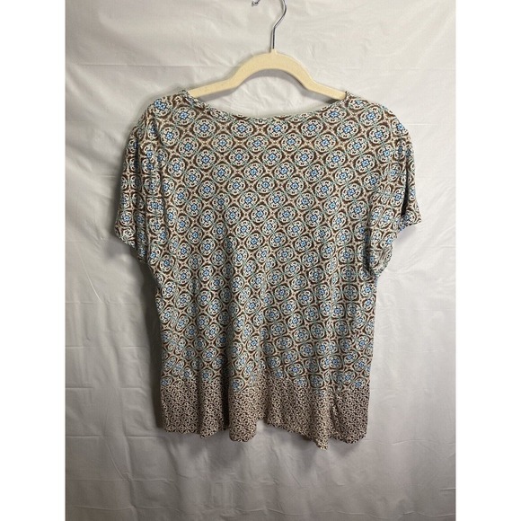 J. Jill Love Linen Women’s Geometric Print Pullover Blouse 100% Linen Size Large - Picture 2 of 4